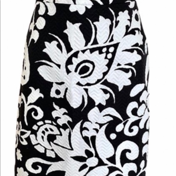 Talbots Black and White Pencil Skirt Damask - Picture 2 of 3